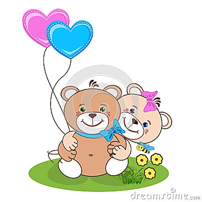 Teddy bear with heart Vector Illustration