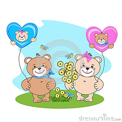 Teddy bear with heart Vector Illustration