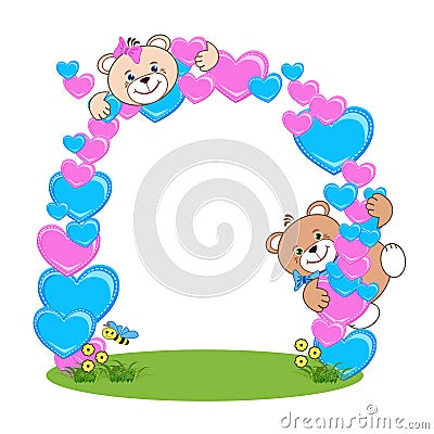 Teddy bear with heart frame Vector Illustration