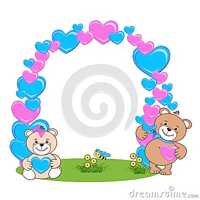 Teddy bear with heart frame Vector Illustration