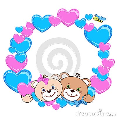 Teddy bear with heart frame Vector Illustration