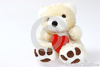 Teddy bear with heart and space Stock Photo