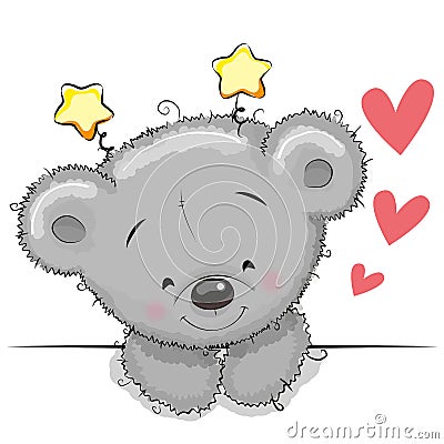 Teddy Bear with hearts Vector Illustration