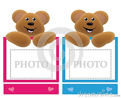 Teddy bear holding frame Stock Photo