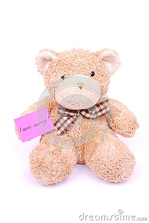 Teddy Bear With I Am Sorry Note Royalty Free Stock Photo - Image: 17156615