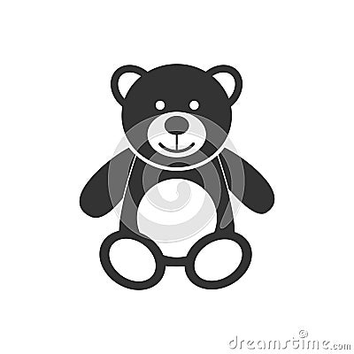 Teddy bear icon character isolated on white background. Soft toy icon. Vector Illustration