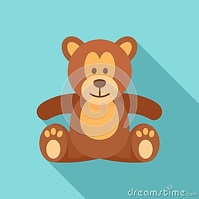 Teddy bear icon, flat style Vector Illustration