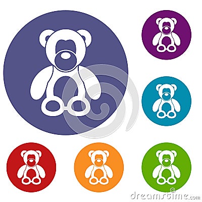 Teddy bear icons set Vector Illustration