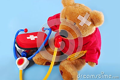 Teddy bear is ill Stock Photo