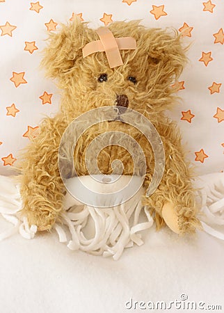 Teddy bear ill Stock Photo