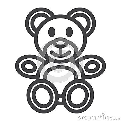 Teddy bear line icon, plush toy and baby Vector Illustration