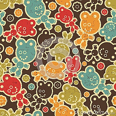 Teddy bear monster seamless pattern. Vector Illustration