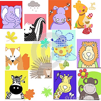 Teddy bear nature set pattern Vector Illustration