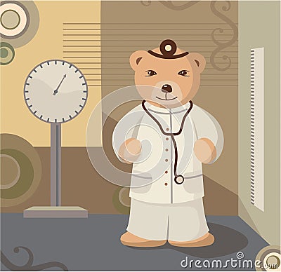 Teddy Bear Pediatrician Background Vector Illustration