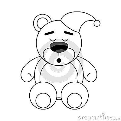 Teddy bear with pijama hat cartoon Vector Illustration