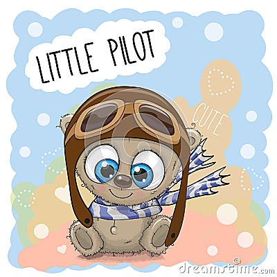 Teddy Bear in a pilot hat Vector Illustration