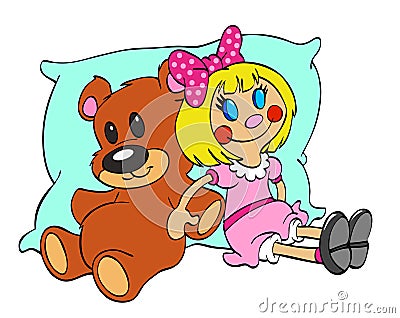 Teddy Bear and Rag Doll Toys Stock Photo