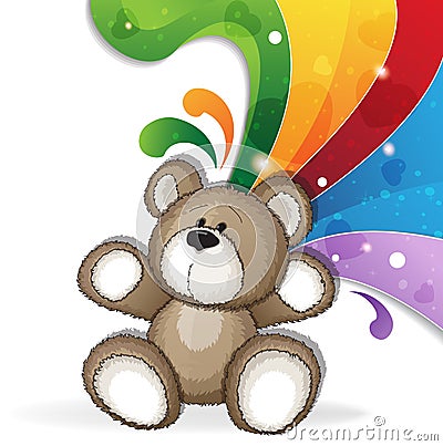 Teddy bear with rainbow Vector Illustration