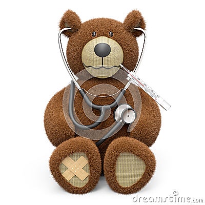 Teddy bear is sick Stock Photo