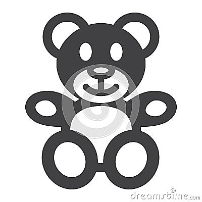 Teddy bear solid icon, plush toy and baby Vector Illustration