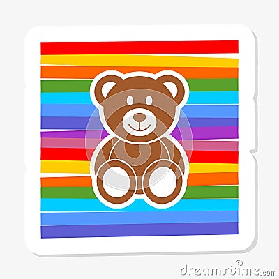 Teddy Bear sticker icon flat style illustration for web Vector Illustration