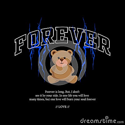 Teddy bear streetwear graphic design vector clothing brand Vector Illustration