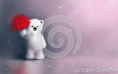 Teddy Bear toy alone on in front mint background Stock Photo