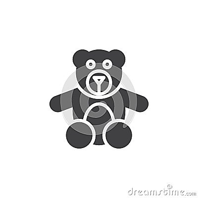 Teddy bear toy icon vector, filled flat sign, solid pictogram isolated on white. Vector Illustration