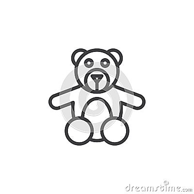 Teddy bear toy line icon, outline vector sign, linear style pictogram isolated on white. Vector Illustration