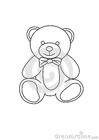 Teddy bear toys black and white lineart drawing illustration. Hand drawn coloring pages lineart illustration in black and white Cartoon Illustration