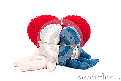 Teddy bear white red heart valentine Stock Photo