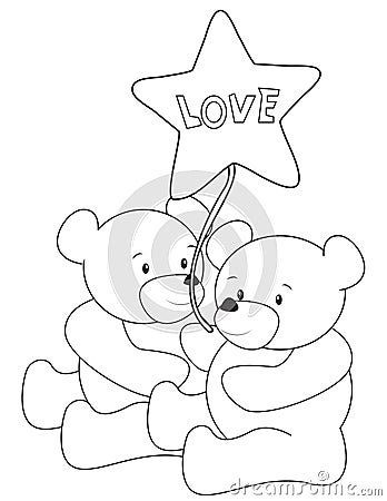 Teddy bears coloring page Stock Photo