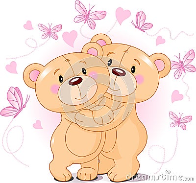 Teddy bears in love Vector Illustration