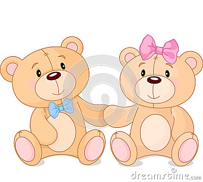 Teddy bears in love Vector Illustration