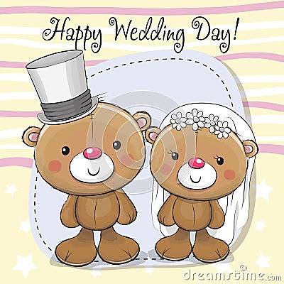 Teddy Bride and Teddy groom Vector Illustration