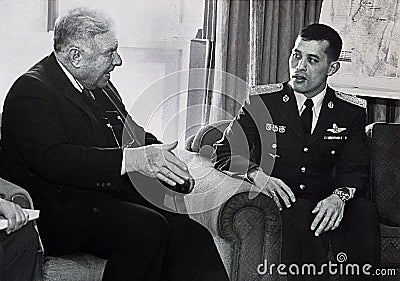 Teddy Kollek Meets with Crown Prince Maha Vajiralongkorn of Thailand Editorial Stock Photo