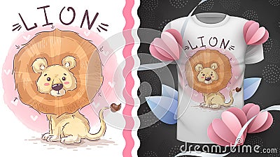 Teddy lion - idea for print t-shirt. Vector Illustration