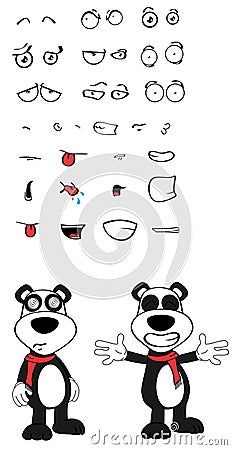 Teddy panda bear cartoon emotions set hug Vector Illustration