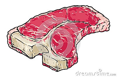 Tee-bone steak sticker vintage colorful Vector Illustration