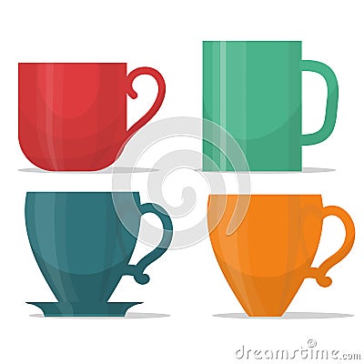 Tee mug cup set Vector Illustration