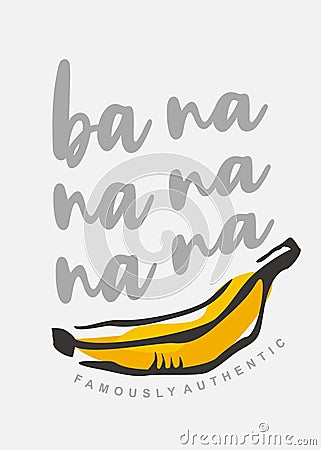 Tee shirt print template with yellow banana Vector Illustration