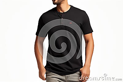 tee shirt sleeve henley shirts isolated on a transparent background Stock Photo