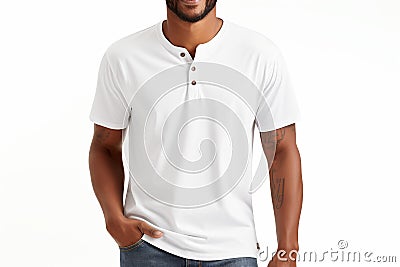 tee shirt sleeve Henley shirts isolated on a transparent background. Stock Photo