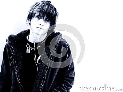 Teen Boy Blue Tint Stock Photo