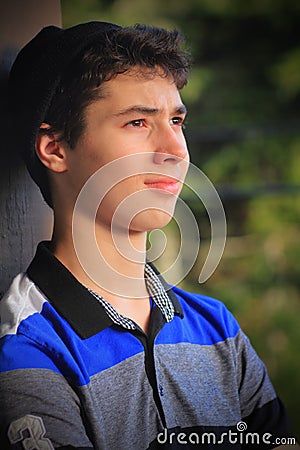 Teen Boy Daydreaming Stock Photo