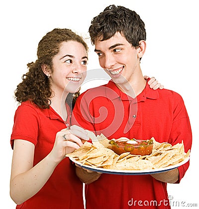 Teen Couple - Snack Time Stock Photo