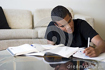 Teen Doing Homework Stock Photo