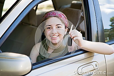 Teen Driver with Car Keys Stock Photo