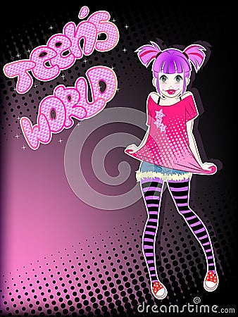 Teen girl Vector Illustration