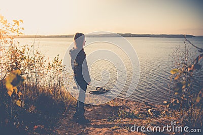 Teen girl alone Stock Photo